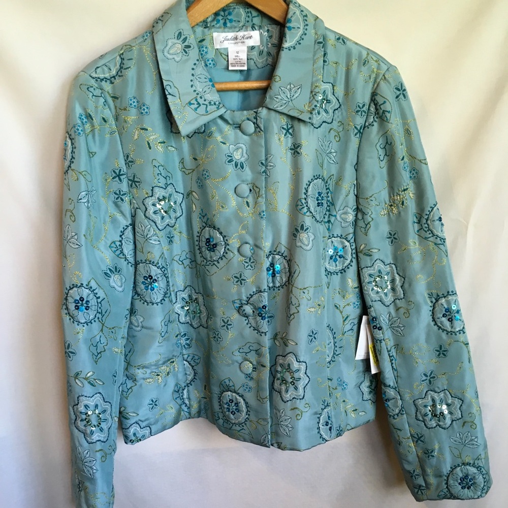 Judith Hart Collection Jacket NWT Sz 12 Silk Sequined Puffy